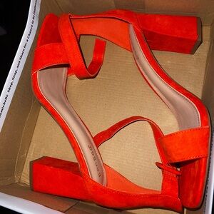 Orange BAMBOO block heels
